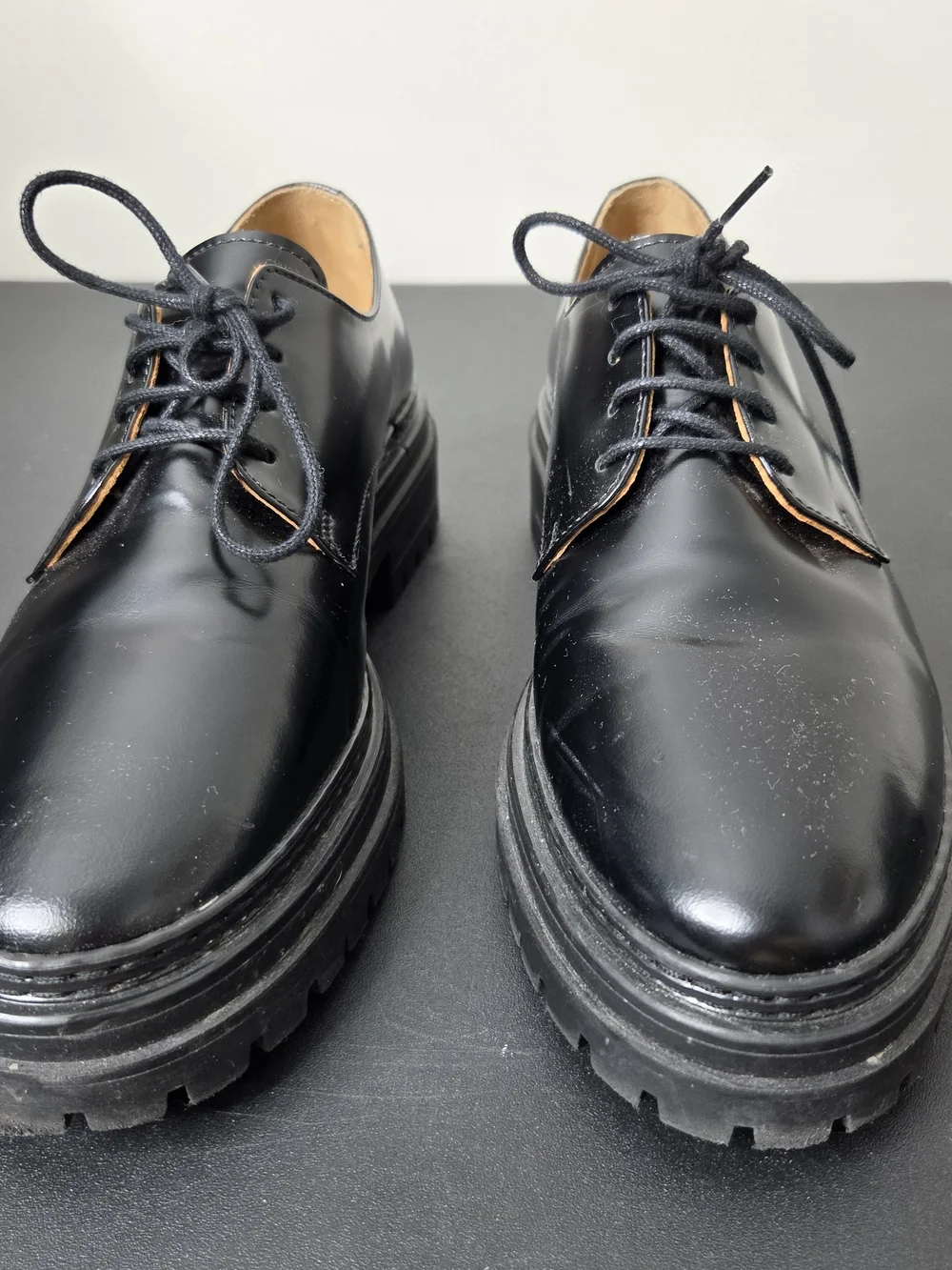 Bobbies Paris Chunky Oxford Black Leather Shoes